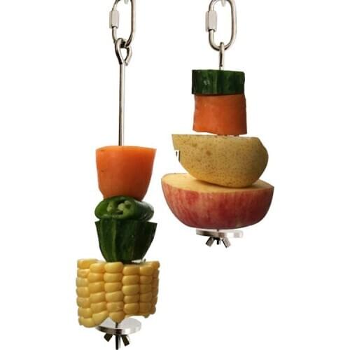 Bird Food Holder, Bird Feeders, Stainless Steel Parrot Fruit Vegetable Stick Holder, Foraging Toy, Bird Treat Skewer