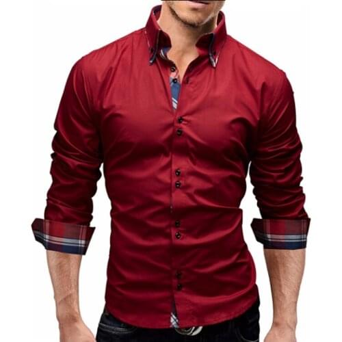 Men Shirt 2019 Spring New Brand Business MenS Slim Fit Dress Shirt Male Long Sleeves Casual Shirt XXXL