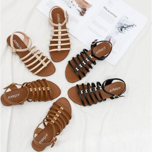 Fashion sandals womens slope with new versatile straps matching skirt Roman shoes