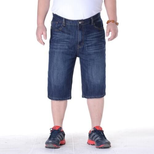 New Arrival Mens Summer Leisure High Waist Jeans Shorts Famous Brand Elastic Cotton Trousers Super Large Male Size36-40 41-50