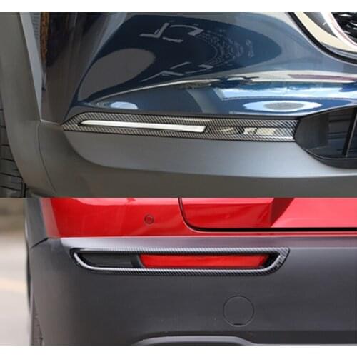 Carbon Fiber Car Styling ABS Chrome Front Rear Fog Lamp Decorative Light Bar Cover Sitcker Trim for Mazda Cx30 Accessories