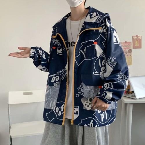 Harajuku Zipper Graphic Fashion Letter Printing Hoodies Lounge Wear Streetwear Japanese Fashion Anime Hooded Sweatshirt for Men