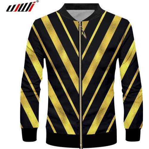 UJWI 2018 New Fashion Stripes Mens Zipper Coat 3D Big Size 6XL Printed Black Yellow Sweatshirt Man Casual Zip Jacket 6XL