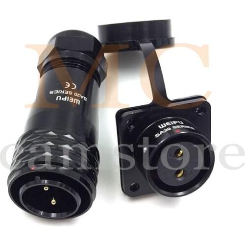 WEIPU SA20 Series 2pin Waterproof Connectors, SA2010/P2B SA2013/S2B Panel Mount Plug Socket Aviation Connector