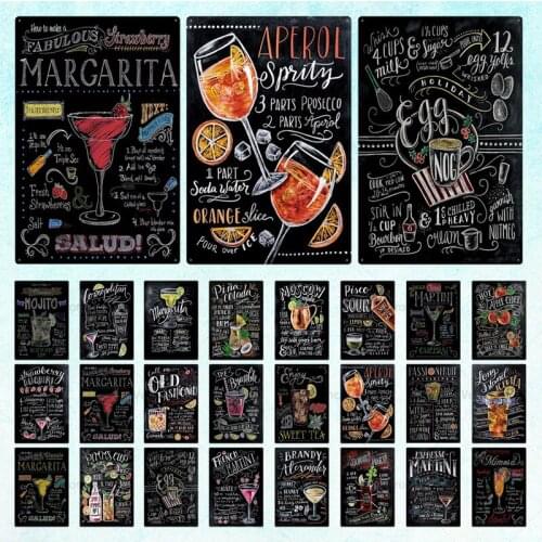 Iron Painting Bar Club Metal Paintings Wine Mojito Ice Cold Beer Plaque Man Cave Decoration Wall Pictures Retro Tin Sign