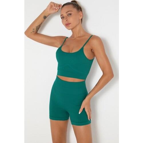 Women Sexy Shorts Sets Quick Dry Gym Yoga Sets Energy Seamless Sports Suits High Waist Shorts+Beauty Back Bra Girl Running Sets