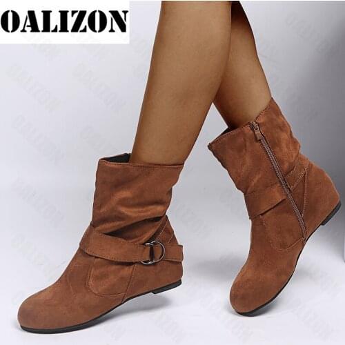 Women Warm Snow Fashion Boots Non-slip Flats Suede 2021 New Winter Designer Walking Motorcycle Mujer Boots Platform Ankle Shoes