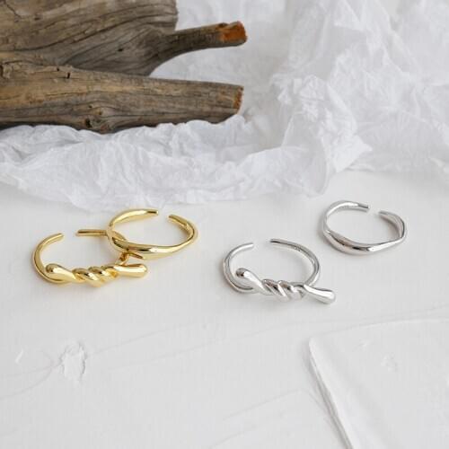 Real 925 sterling silver cute candy rings set for women, new minimalism geometric line gold color ring set anelli donna jewelry