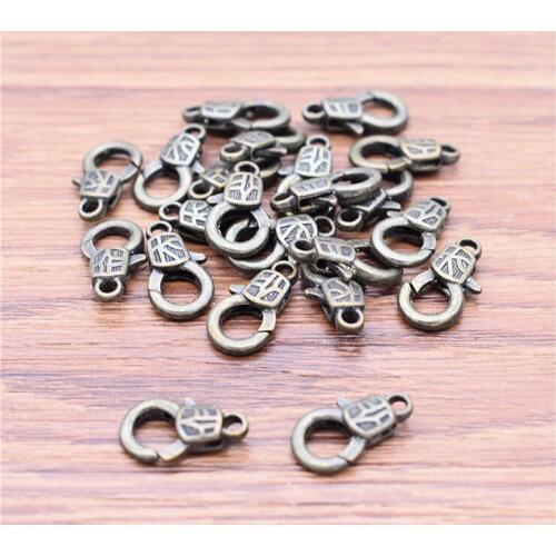 10pcs/lot 16x9mm Antique Bronze Plated Lobster Clasp Key Chain Buckle DIY Handmade Jewelry Accessories