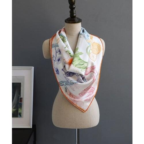 100% Silk Scarf Shawl 2020 Popular Type Double Side Prints 88*88cm