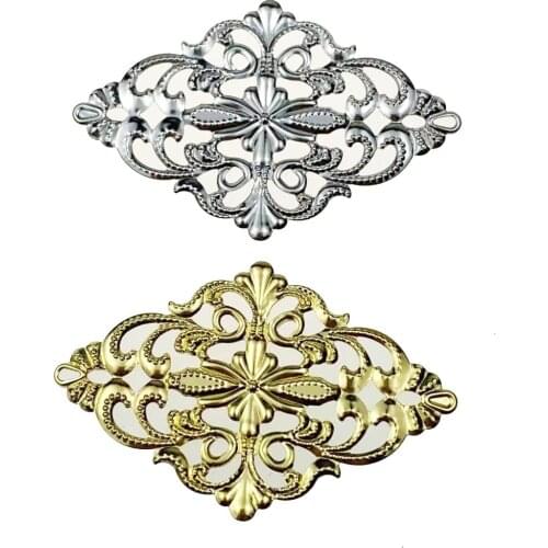 20pcs/lot 40x62mm Metal Filigree Flowers Slice Charms base Setting Jewelry DIY Components Findings