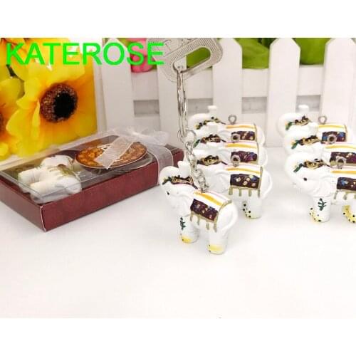 30PCS Majestic Colorful Elephant Key Chain Asian Themed Wedding Favors Baby Baptism Gift Keychain Favor