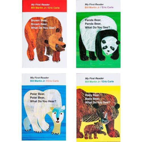 4PCS English book for children My First Reader Mini Library: Brown Bear, Brown Bear, What Do You See? educational popular book