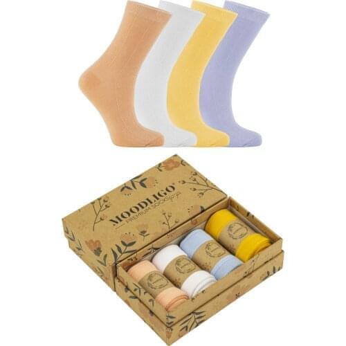 Premium 4-pack Womens Line Patterned Bamboo Socks