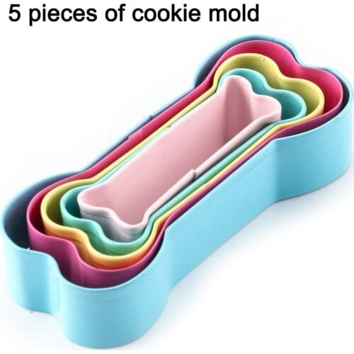 5pcs/set 3D Dog Bone Shape Biscuit Moulds Cookie Cutter Stainless Steel Cake Decorating Tools DIY Pastry Baking Cookie Molds
