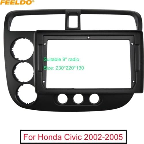 FEELDO Car 2Din Radio Stereo 9" Big Screen Fascia Frame for Honda Civic DVD Player Face Dash Mount Trim Kit