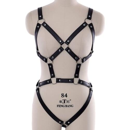 Bdsm Bondage Women Leather Harness Garter Belt Femdom Sexy Lingerie Bodysuits Fetish Bra Punk Garter Body Cage Hollow Out Straps
