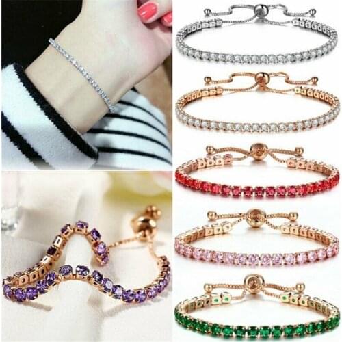 6Pcs Multicolor Tennis Bracelet with Sparkling 5A Cubic Zirconia Adjustable Bracelet for Mother Day to Women Lady Girls