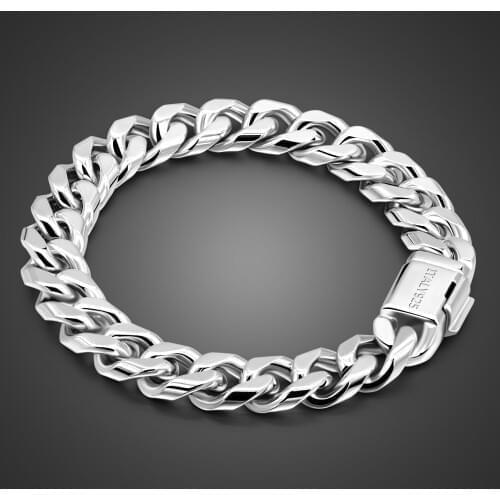 Men Simple 10MM 100% 925 Sterling Silver Curb Cuban Link Chain Bracelets Classic Italy 7-10-inch Bangle Unisex Jewelry Gifts