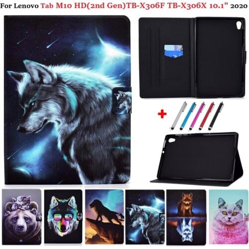 For Lenovo Tab M10 HD 2nd Gen TB-X306F X306X 10.1 Case Ultra Slim Animal Painted for Lenovo Tab M10 HD Gen 2 Cover Case M10HD 2