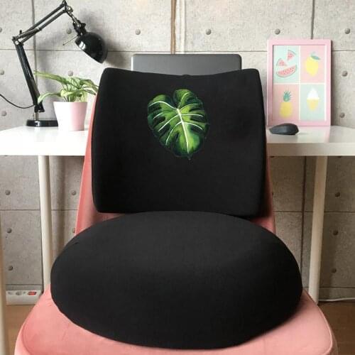 Custog Memory Foam Waist Support Pillow And Sitting With Cushion Pad Set Of 2 For Office Chair Orthopedic Health Care Leaf