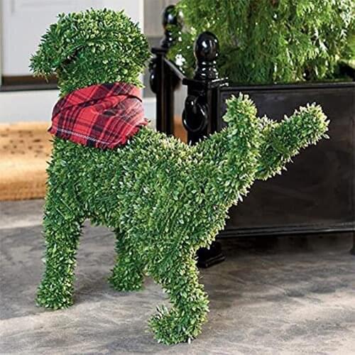 Decorative Peeing Dog in 4 Styles Green Lifelike Artificial Dogs Garden Statues for Yard Garden Courtyard Lawn Fences Decor