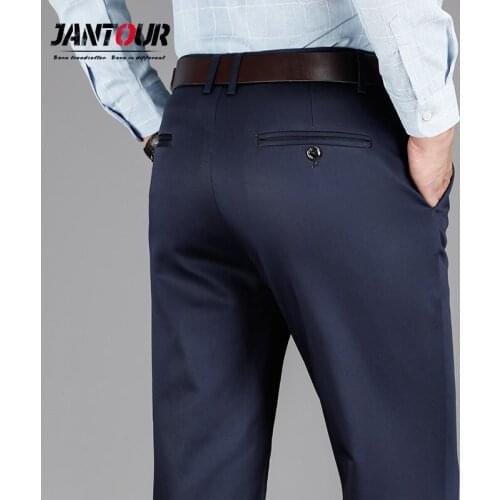 Winter Formal Wear Casual Business jeans Men Cotton Trousers Male Classics High waist Straight Thick Pant big size 35 40 42