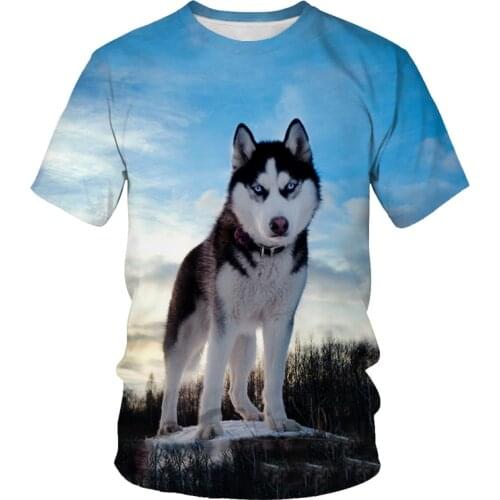Funny Siberian Husky pattern Animals Dog 3D Print Men T-shirt Casual Hip Hop Summer Short Sleeve Tees Tops Shirts Harajuku