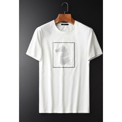 New Summer Short-sleeved T-shirt Mens Hight Quality Round Collar Slim Casual Horse Embroidered Men T-shirts M L 3XL 4XL