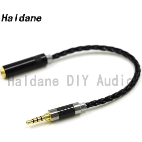 Haldane HIFI 7N Silver Plated 3.5mm TRRS Balanced Male to 3.5mm Stereo 3Pole Female Audio Adapter Cable 3.5 to 3.5 Connector DIY