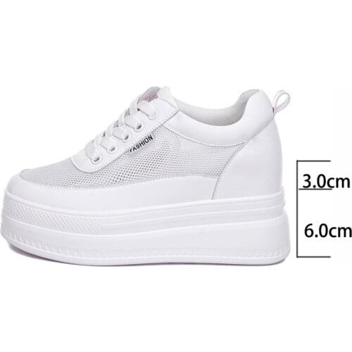 Krasovki Womens Shoes 2021 Summer Breathable Fashion Womens Mesh Round Toe White Shoes Casual Shallow Thick Bottom Women Shoes