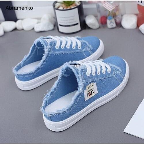2021 New Spring Summer Women Canvas Shoes Flat Sneakers Women Casual Shoes Low Upper Lace Up White Shoes Size 35-40