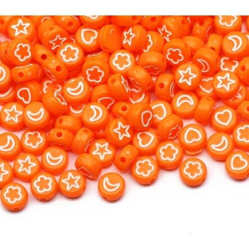 Round Orange 4x7mm Mixed Star/Heart/Moon Loose Acrylic Spacer Beads For Jewelry Making DIY Necklace Bracelet Accessories