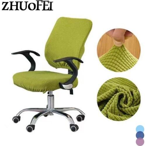 Mini-Plaid Computer Chair Covers Spandex Solid Color Office Chairs Swivel Chair Slipcover 2 Pieces Set for Chair Back and Base