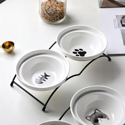 Non-slip Double Cat Bowl Dog Bowl With Stand Pet Feeding Cat Water Bowl For Cats Food Pet Bowls For Dogs Feeder Product Supplies