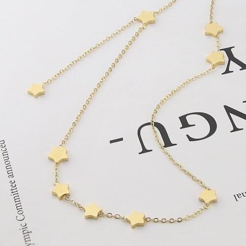 Fashion Classic Stainless Steel Nine Five-pointed Star Pendant Necklace For Women Love Gifts Jewelry Wholesale