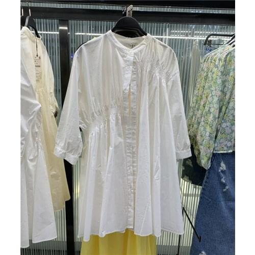 2021 The new Womens Poplin pleated small pure and fresh dress women dress