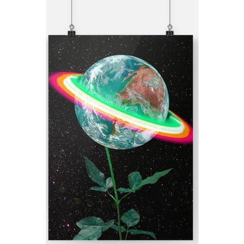 Synthwave Earth flower Poster Canvas Painting Wall Art Decor Living Room Bedroom Study Home Decoration Prints