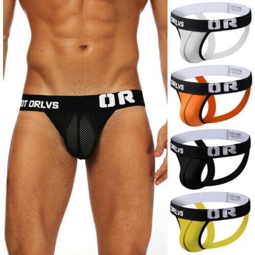 Sexy Mens Mesh sports Briefs backless jockstrap underwear lingerie Plus size 2XL Underwear