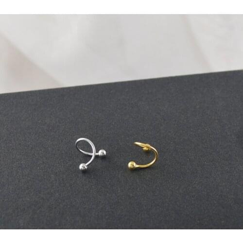 925 Sterling Silver Earring Simple Unique S Shape Screw Ear Buckle Cute Personality Trend Ear Bone Nail Boy Girl Ear Silver Jewe