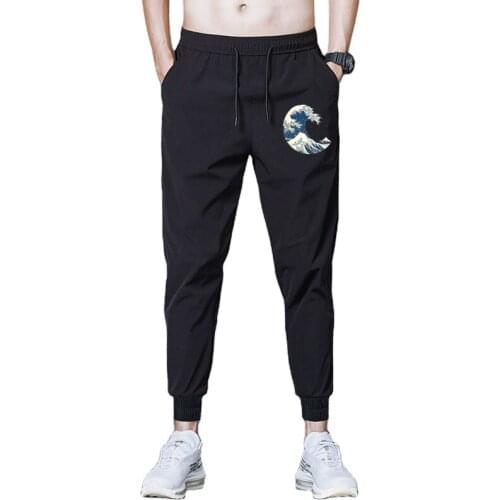 Print Waves Japan Cartoon pants Mens Sweatpants Joggers Lounge Pants Pockets Outdoor Hiking Running Trousers SweatpantS