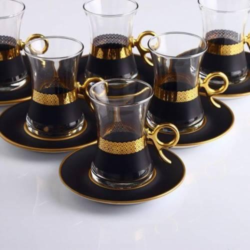 Turkish Öay Cup Black Stripe Gold Gilded Tea and Coffee Cup Turkish Arab British Fas Azeri Freansız British Russian Tea cup
