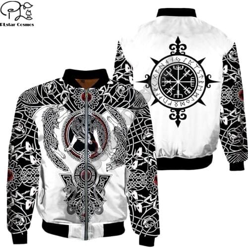 Viking Tattoo 3D printed Mens bomber jackets Hoodie Men for Women New Fashion Zipper Hooded winter Warm jacket hip hop style-4