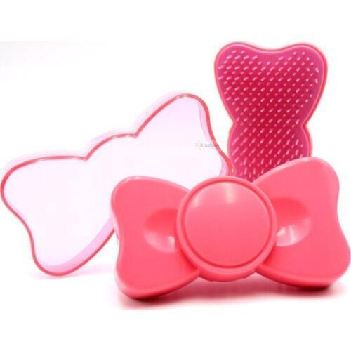 1pc pink Bowtie hair brush tangle detangling comb beauty women styling tools for Indian Brazilian human wig wet or dry hair