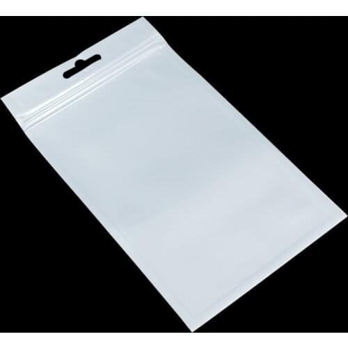 10*18cm Clear/ White Self Seal Zipper Ziplock Plastic Storage Bag Zip Lock Gift Jewelry Packing Pouches Polybag With Hang Hole