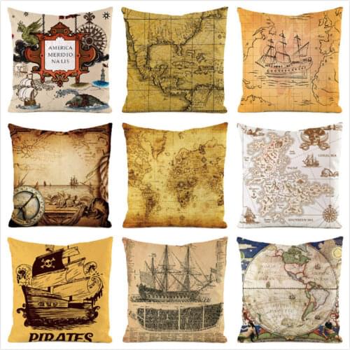 45cm*45cm Map in pillowcase imitated silk fabric throw pillow covers couch cushion cover home decorative pillows