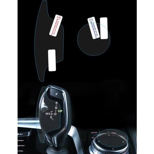 Angelguoguo 2 pcs for BMW 5 Series G30 2018 Car Gear Shift Knob and Multimedia knob Protective Film sticker cover LHD