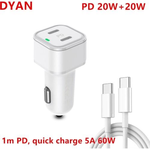Double PD 20W USB Car Charger Quick Charge QC 3.04.0 Type C Fast Charging USB PD Charger For iPhone 12 Pro Max Xiaomi Huawei