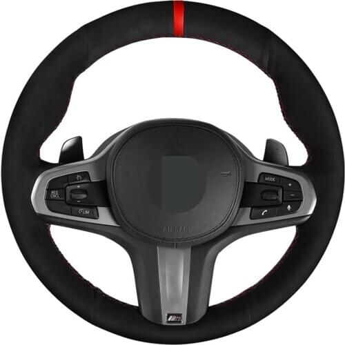 Car Steering Wheel Cover Black Genuine Leather Suede For BMW M Sport G30 G31 G32 G20 G21 G14 G15 G16 X3 G01 X4 G02 X5 G05