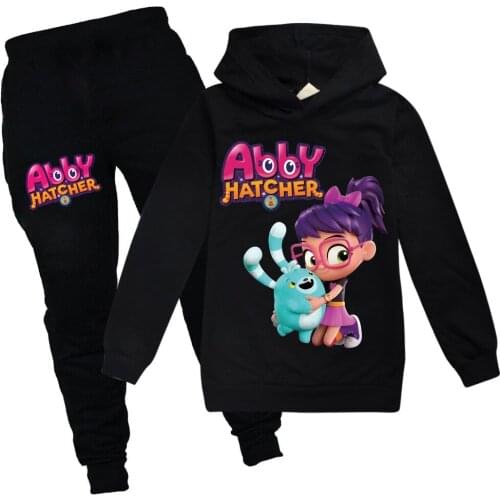 Kids Abby Hatcher Clothing Sets for Girls Spring Autumn Cotton Sweatshirt Long Sleeve Childrens Hoodies Tops +Pants Tracksuit